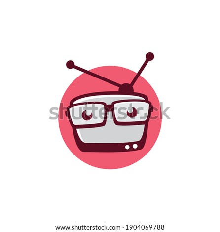 television geek Logo Vector Illustration, Geek Glasses, 
,logo template