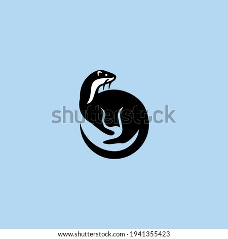 otter on water cute logo vector illustration design