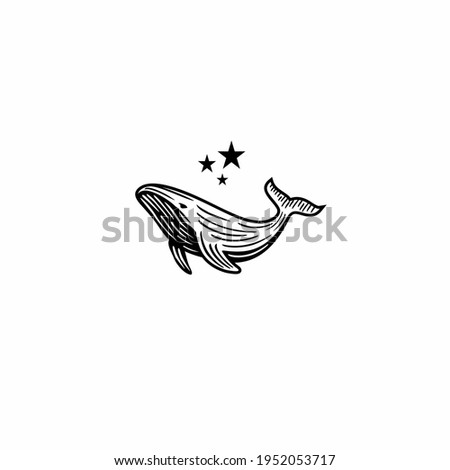 Vintage whale logo design. Whales are associated with 
compassion and knowledge. They are also associated with unbridled creativity.