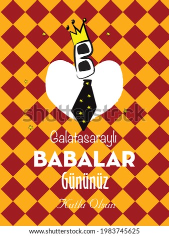 Happy Fathers Day greeting card. Blue background. Turkish 'Babalar Günü Kutlu Olsun'