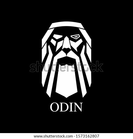 Odin Logo Design Legendary God Mascot Vector. King of Asgard Illustration Art Template Best for Print on Demand Idea Imagine de stoc © 