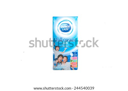 KUALA LUMPUR, MALAYSIA - JANUARY 16TH, 2015: A set of low fat milk product for family. Dutch Lady Milk Industries Bhd. is a manufacturer of dairy products in Malaysia since the 1950s.
