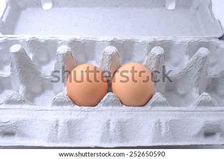 Cardboard egg box with brown egg isolated with clipping path