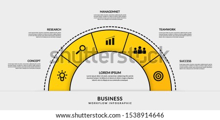 Circle infographic with five optional, Outline data communication for business report