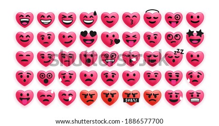 Lovely collection of cute heart emoticons for your design
