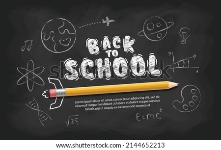 Realistic Pencil in form of rocket launcghing background, Concept of Back to school for invitation poster and banner