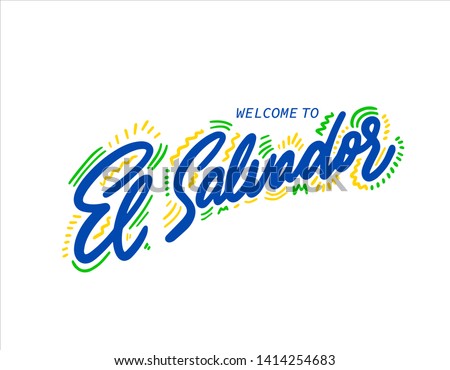 El Salvador. Name country word text card, banner script. Beautiful typography. Handwritten design modern brush lettering isolated vector.