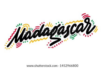 Madagascar. Hand-written text, typography, calligraphy, lettering. Handwriting of word Madagascar. Vector 