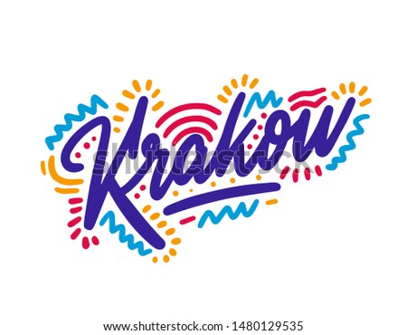 Krakow handwritten city name.Modern Calligraphy Hand Lettering for Printing,background ,logo, for posters, invitations, cards, etc. Typography vector.