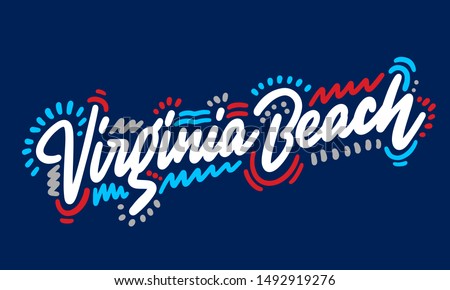 Virginia Beach handwritten city name.Modern Calligraphy Hand Lettering for Printing,background ,logo, for posters, invitations, cards, etc. Typography vector.