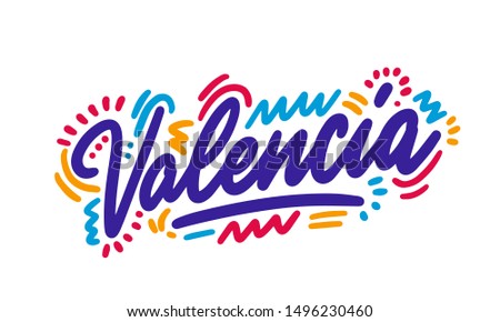 Valencia Handwritten city name.Modern Calligraphy Hand Lettering for Printing,background ,logo, for posters, invitations, cards, etc. Typography vector.