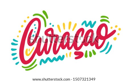 Country Name Written on White Background : Curacao : Vector Illustration