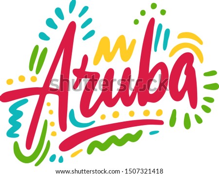 Aruba, text design. Vector calligraphy. Typography poster. Usable as background.