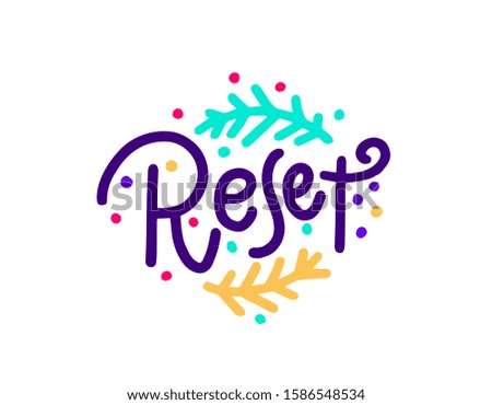 Reset. Text tag. Vector ink imprint on a white background.
