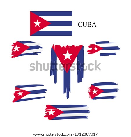 CUBA Flag Set. Vector stock illustration isolated on white background.