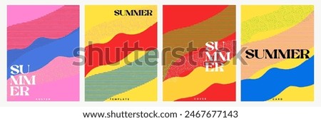 Creative concept of summer bright and juicy cards set. Modern abstract art design with liquid shapes with overlay effect. Templates for celebration, ads, branding, banner, cover, label, poster, sales