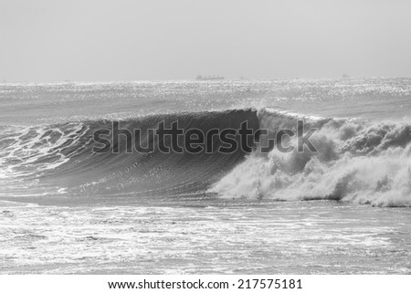 Ocean Wave Crashing Black White Vintage Ocean Wave crashing water energy power black and white vintage