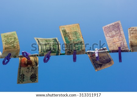 Pegged Fiat Currencies Obsolete\
Fiat paper money currencies pegged on wash line obsolete history.