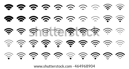 Download black wifi connect internet icons pack on white background