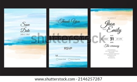 wedding cards, invitation. Save the date sea style design. Romantic beach wedding summer background
