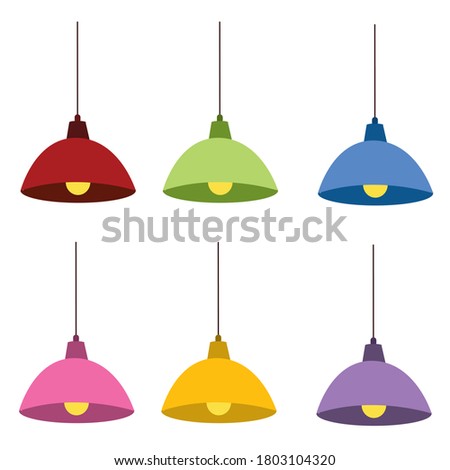 A set of lamps on a white background  in flat cartoon style.
