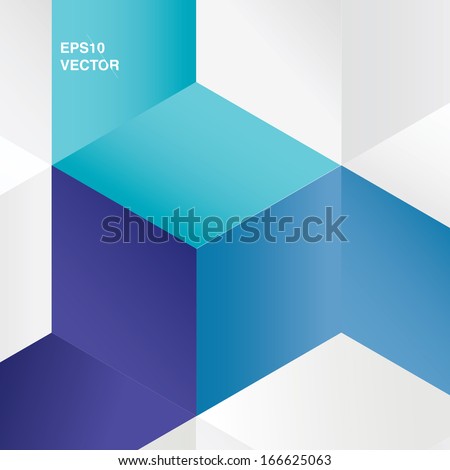 Abstract geometric vector illustration of minimal cube shapes for info graphics, web site backgrounds, brochure covers, layouts - blue edition
