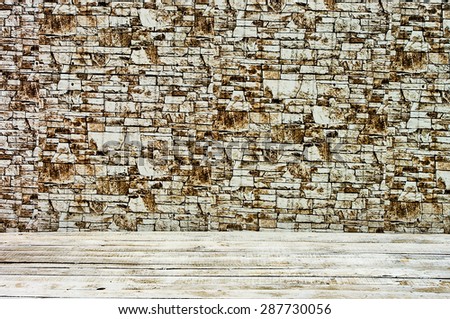 background stone decorative wall with wooden floors shooting models