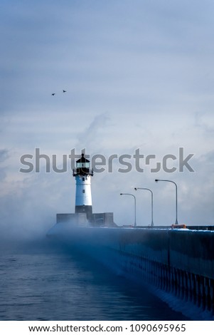 Similar – Foto Bild Vereiste Mole mit Leuchtturm von Saßnitz im Winter