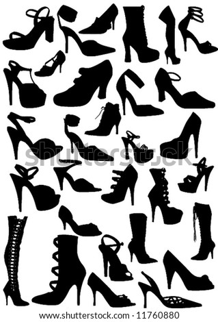Fashion Women Shoes Silhouette Stock Vector Illustration 11760880 ...