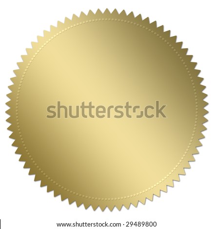 Gold Award Seal Or Medal Illustration. Isolated On White With Copy ...