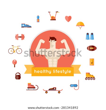 Bodybuilding isolated label. Champion creative vector in modern flat style. Sport club badge vector illustration. Fitness. Sports exercise fitness workout. Vector flat illustration.  Flat icons.