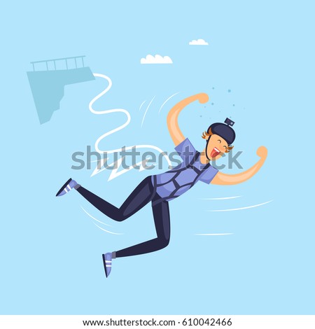 Bungee jumper. Isolated. Extreme sport. Flat design vector illustrations.