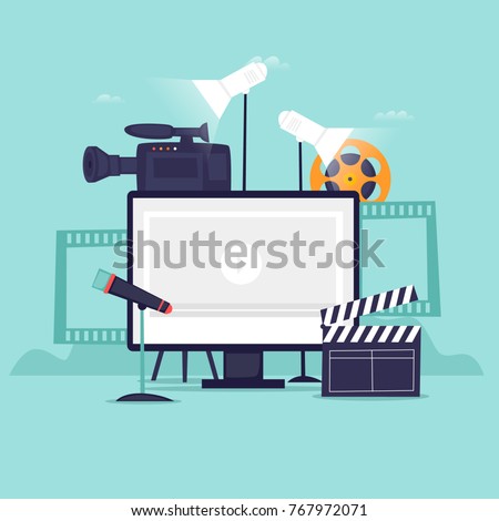 Video recording. Flat design vector illustration