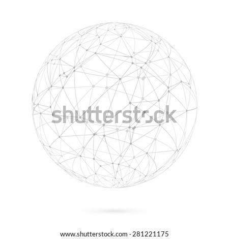 Illustration of Global Network Lines with Dots Connection Vector Background