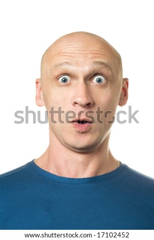 Surprise. Portrait From Bald Man Facial Expressions Series Stock Photo ...