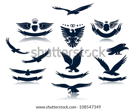 A set of eagles silhouettes
