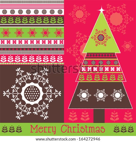 Merry Christmas Greeting Card Vector Illustration - 164272946 : Shutterstock