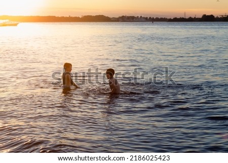 Image, Stock Photo Black boy swimming in pool