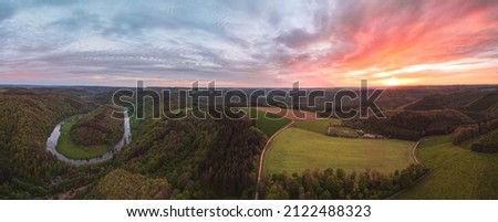 Beautiful landscape captured at sunset and located in the Belgian Ardennes. Stock foto © 