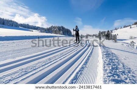 Similar – Foto Bild Langlauf / Skatingspuren im Schnee