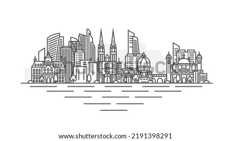 Sarajevo, Bosnia and Herzegovina architecture line skyline illustration. Linear vector cityscape with famous landmarks, city sights, design icons. Landscape with editable strokes.