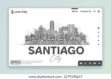 Santiago, Chile architecture line skyline illustration. Linear vector cityscape with famous landmarks, city sights, design icons. Landscape with editable strokes.