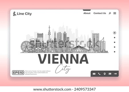 Vienna, Austria architecture line skyline illustration. Linear vector cityscape with famous landmarks, city sights, design icons. Landscape with editable strokes.