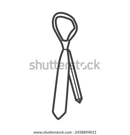 Vector linear icon of a men's tie. Black and white illustration in a minimalistic style. Ideal for formal, business, and fashion designs.