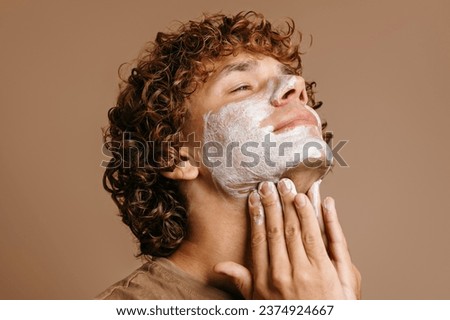 Similar – Image, Stock Photo Man with face mask and gloves looking out the window
