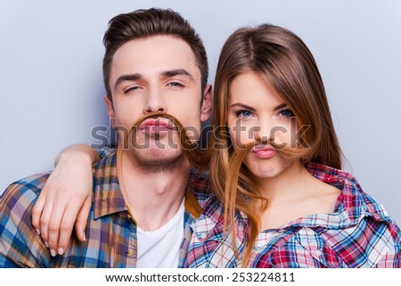 Similar – Image, Stock Photo Hipster couple in love standing in field