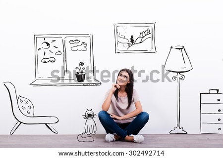 Similar – Image, Stock Photo Thoughtful young woman standing near modern building