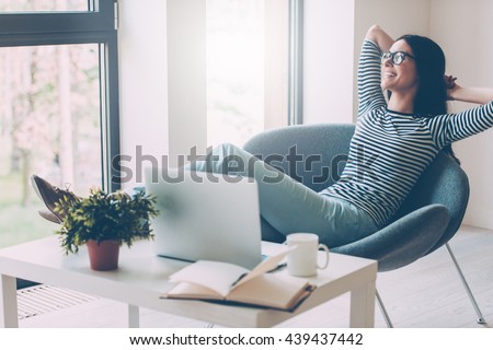 Similar – Foto Bild Frau lächelt hinter Kaffeetasse hervor