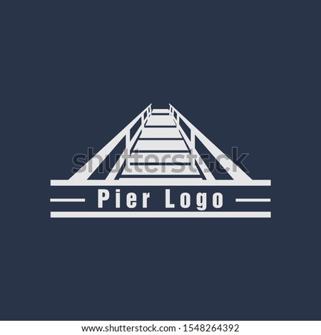 Beach Pier dock logo design vector