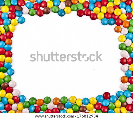 Frame Of Colorful Candy On A White Background With Space For Your Text ...